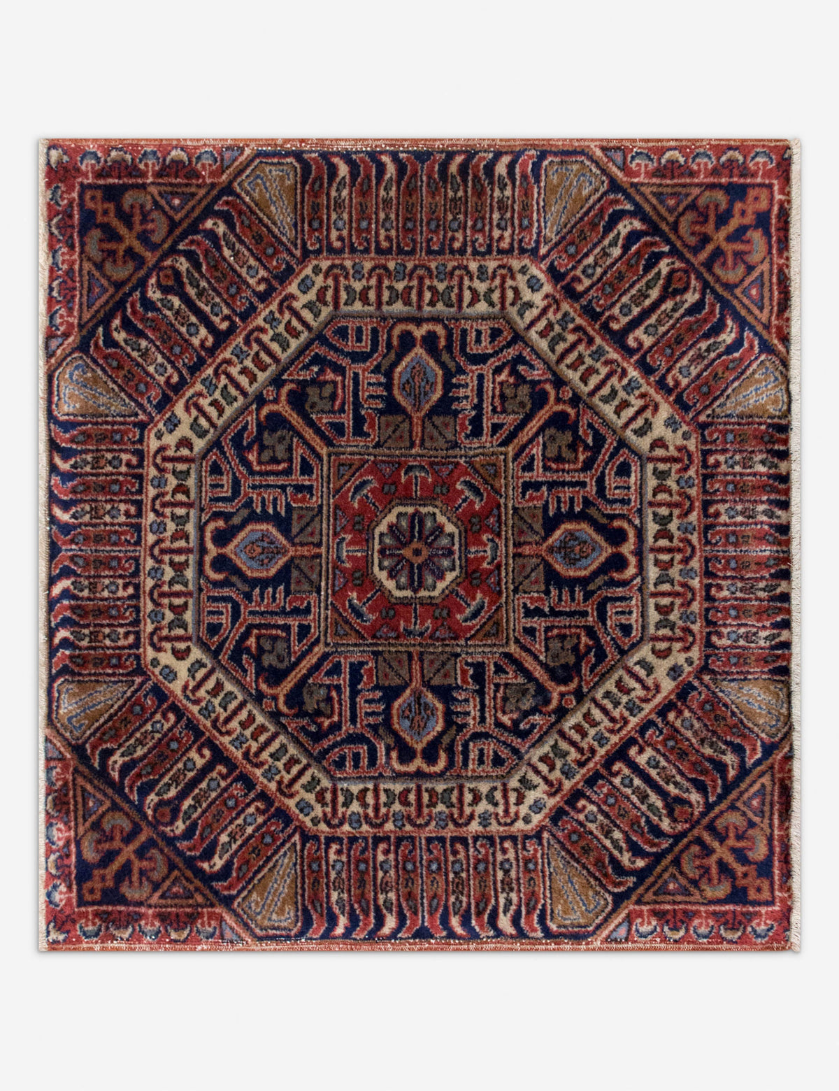 Vintage Turkish Hand-Knotted Wool Mini Rug No. 348, 2' x 2'2"