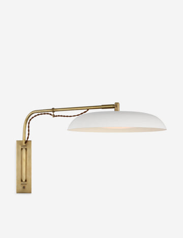 Antique Brass and White Glass