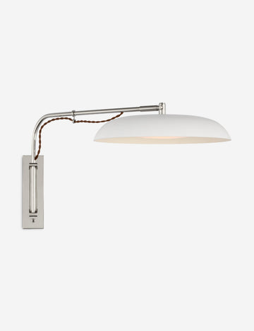Polished Nickel and White Glass