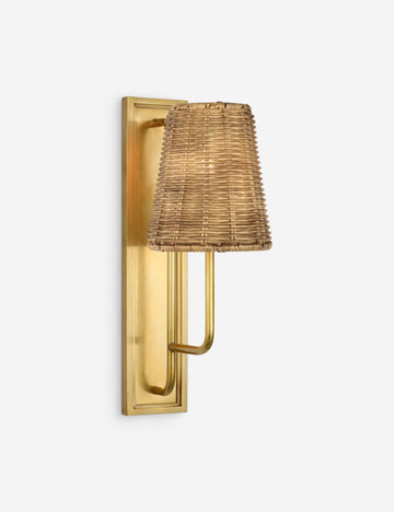 Antique Brass and Natural Wicker