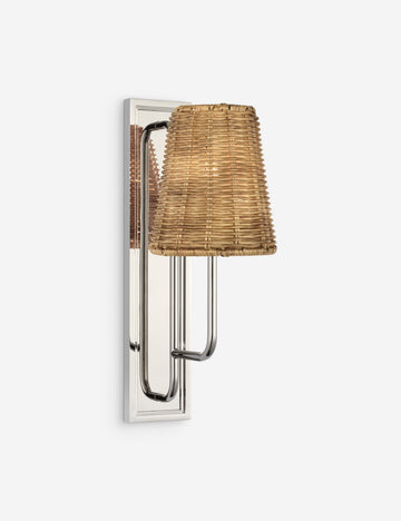 Polished Nickel and Natural Wicker