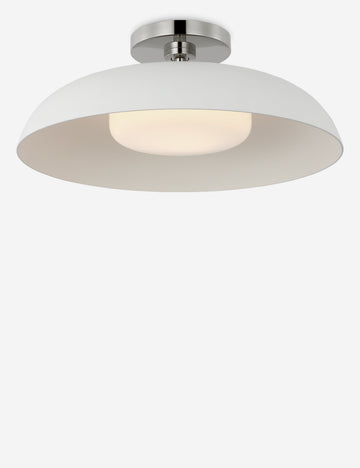 Polished Nickel and White Glass