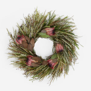 Fresh Handmade Grevillea and Pink Ice Protea Wreath