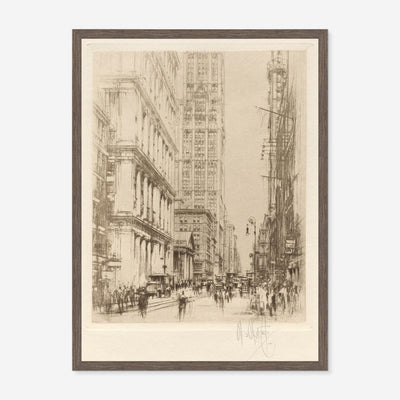 Lower Broadway, Downtown New York Print by William Walcot