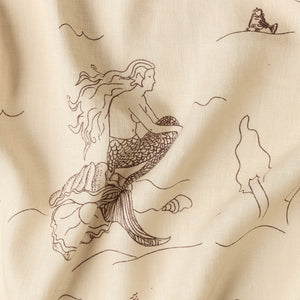 Mermaid Toile Linen Fabric by Sarah Sherman Samuel