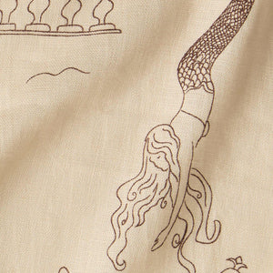 Mermaid Toile Linen Fabric by Sarah Sherman Samuel