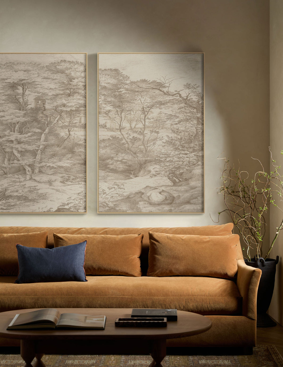 Toile in Neutral Wall Art Diptych Wall Art (Set of 2)