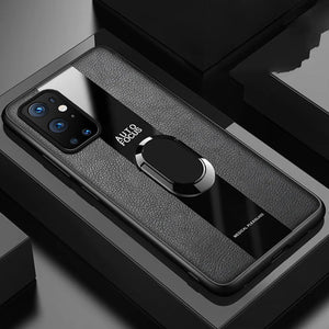Plexiglass Luxury Leather Ring Case - OnePlus