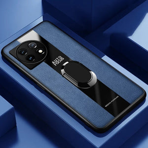 Plexiglass Luxury Leather Ring Case - OnePlus