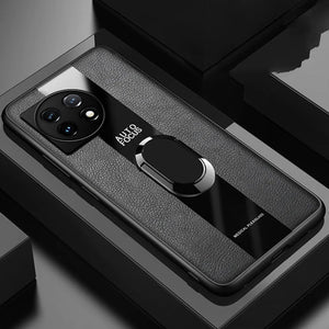 Plexiglass Luxury Leather Ring Case - OnePlus
