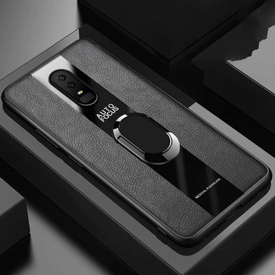 Plexiglass Luxury Leather Ring Case - OnePlus