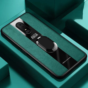 Plexiglass Luxury Leather Ring Case - OnePlus
