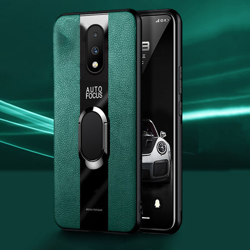 Plexiglass Luxury Leather Ring Case - OnePlus