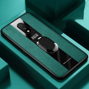Plexiglass Luxury Leather Ring Case - OnePlus