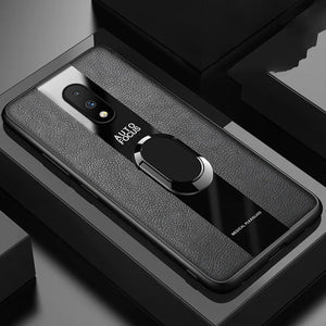 Plexiglass Luxury Leather Ring Case - OnePlus