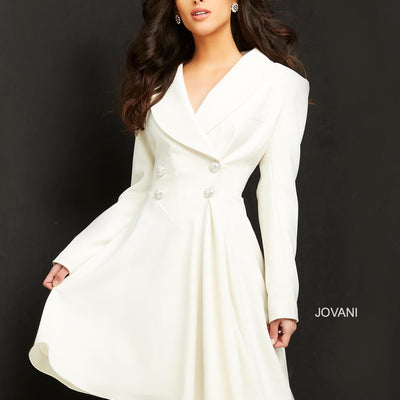 Long Sleeve Blazer Cocktail Dress by Jovani M04302