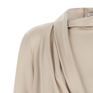 Brunello Cucinelli Asymmetric Draped Blouse