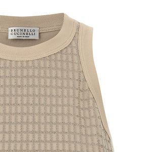 Brunello Cucinelli Dazzling Check Embroidery Top