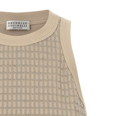Brunello Cucinelli Dazzling Check Embroidery Top