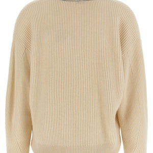 Brunello Cucinelli Shawl Neck Ribbed Sweater