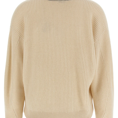 Brunello Cucinelli Shawl Neck Ribbed Sweater