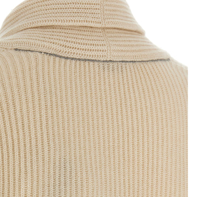 Brunello Cucinelli Shawl Neck Ribbed Sweater