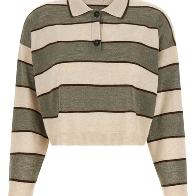 Brunello Cucinelli Sparkling Stripes Polo Shirt