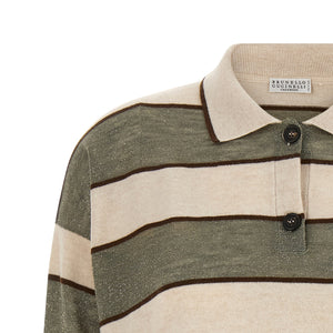 Brunello Cucinelli Sparkling Stripes Polo Shirt