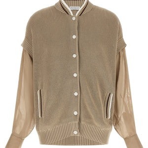 Brunello Cucinelli Organza Sleeve Cardigan