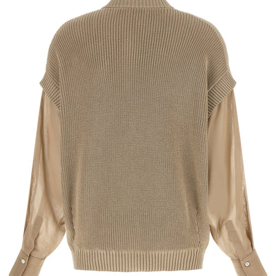 Brunello Cucinelli Organza Sleeve Cardigan