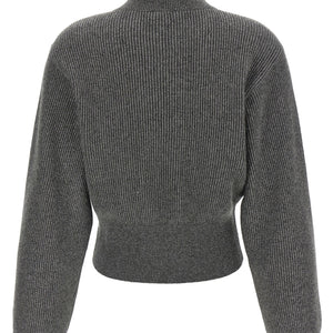 Brunello Cucinelli Ribbed Cardigan With Leather Detail