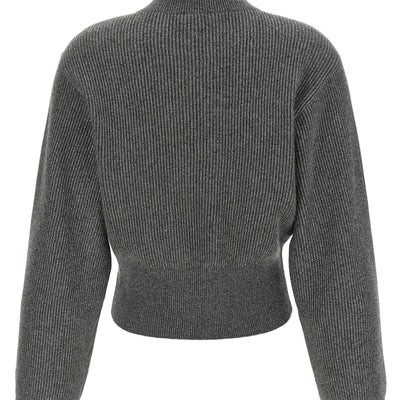 Brunello Cucinelli Ribbed Cardigan With Leather Detail