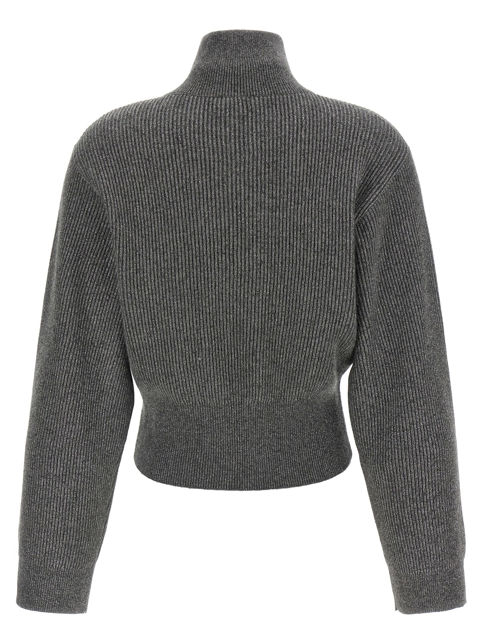 Brunello Cucinelli Ribbed Cardigan With Leather Detail