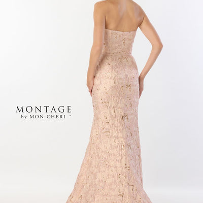 Montage M2225 Ruffle Detail Long Formal Mermaid Gown Metallic Evening Dress