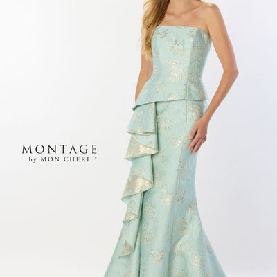 Montage M2226 Long Peplum Formal Mermaid Evening Dress