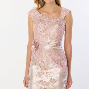 Montage M2227 Ruched Long 3D Floral Formal Dress