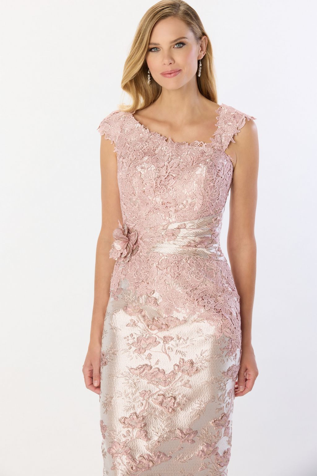 Montage M2227 Ruched Long 3D Floral Formal Dress