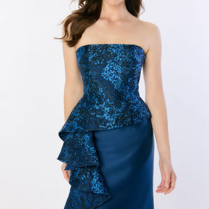 Montage M2228 Long Mermaid Gown Peplum Ruffle Formal Evening Dress