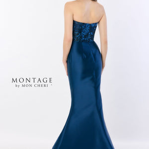 Montage M2228 Long Mermaid Gown Peplum Ruffle Formal Evening Dress