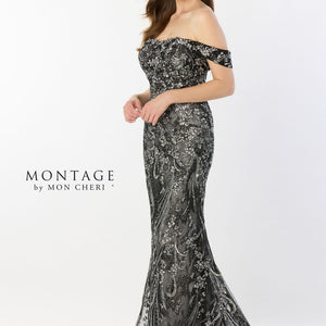 Montage M2230 Long Lace Mermaid Beaded Belt Formal Dress
