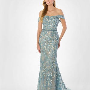 Montage M2230 Long Lace Mermaid Beaded Belt Formal Dress