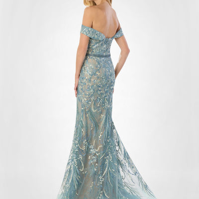 Montage M2230 Long Lace Mermaid Beaded Belt Formal Dress