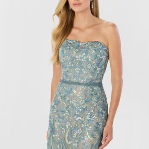 Montage M2230 Long Lace Mermaid Beaded Belt Formal Dress