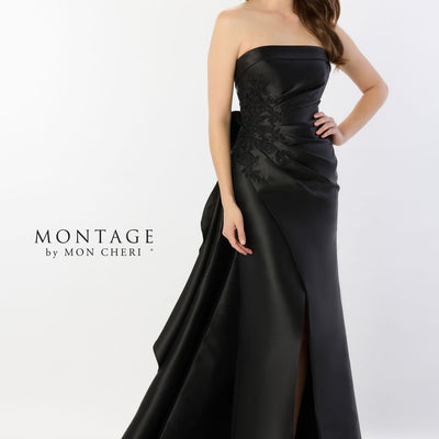 Montage M2235 Long Lace High Slit Formal Evening Dress
