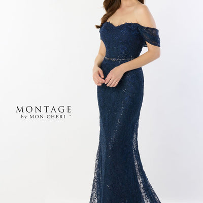 Montage M2238 Long Beaded Belt Evening Formal Dress