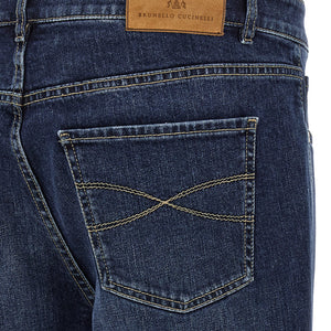 Brunello Cucinelli Logo Embroidery Stretch Jeans