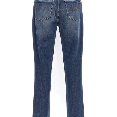 Brunello Cucinelli Logo Embroidery Stretch Jeans