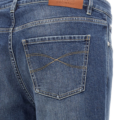 Brunello Cucinelli Logo Embroidery Stretch Jeans