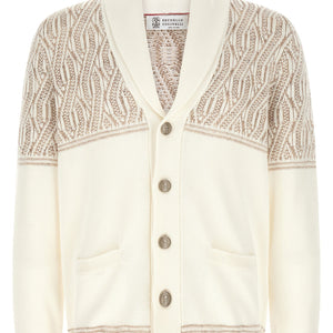 Brunello Cucinelli Braided Jacquard Shoulders Cardigan