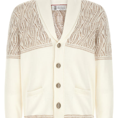 Brunello Cucinelli Braided Jacquard Shoulders Cardigan